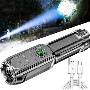 USB Rechargeable Flashlight Telescopic Zoomable Spotlight T6 Lamp Beads Long-Ran